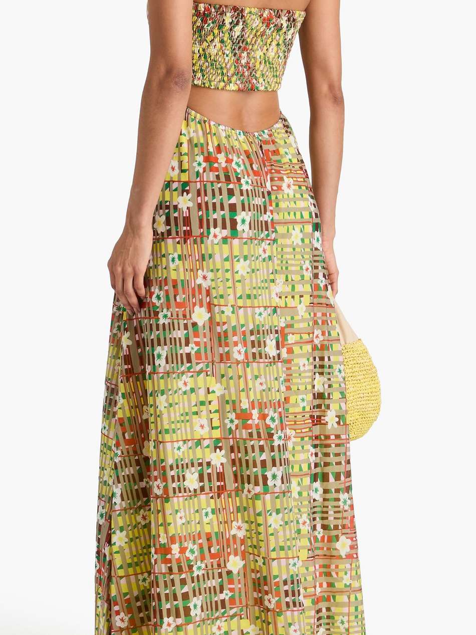 ainslina printed cotton and silk-blend halterneck maxi dress