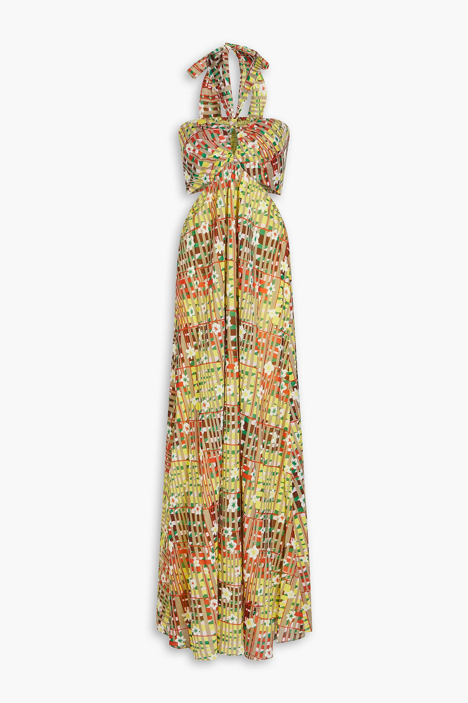 Diane Von Furstenberg Ainslina Printed Cotton And Silk-blend Halterneck  Maxi Dress In Green | ModeSens