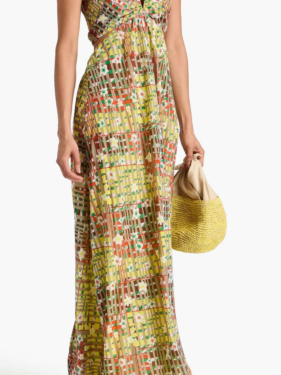 ainslina printed cotton and silk-blend halterneck maxi dress