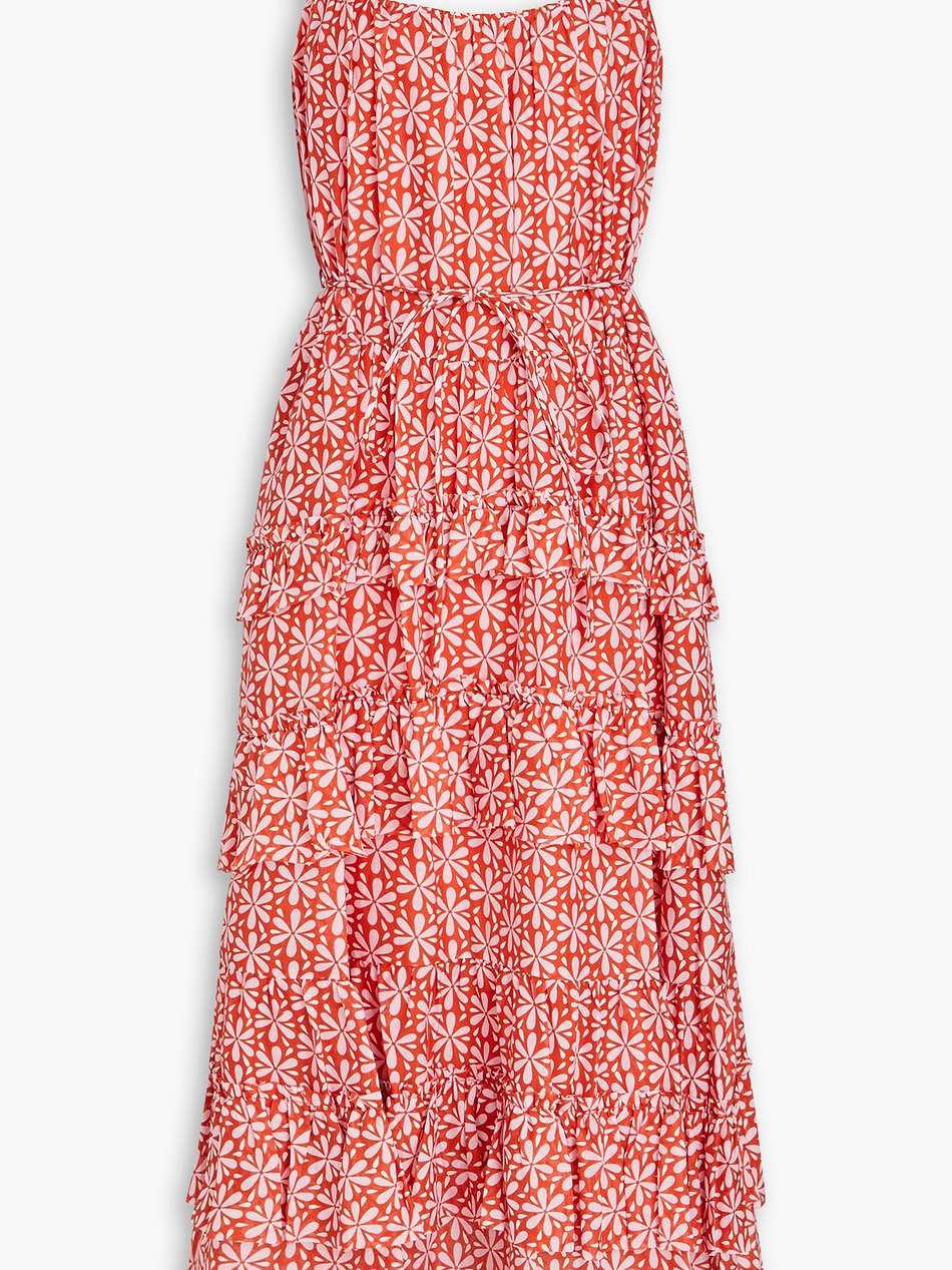 modena tiered cotton and silk-blend voile midi dress