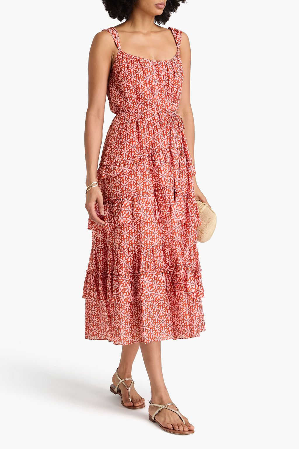 DIANE VON FURSTENBERG Modena tiered cotton and silk-blend voile midi dress