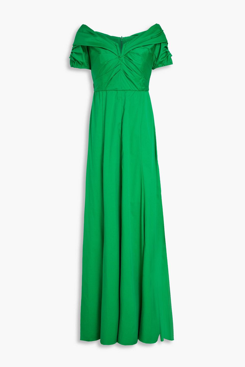Diane Von Furstenberg Laurie Pleated Cotton-blend Poplin Maxi Dress In Grün