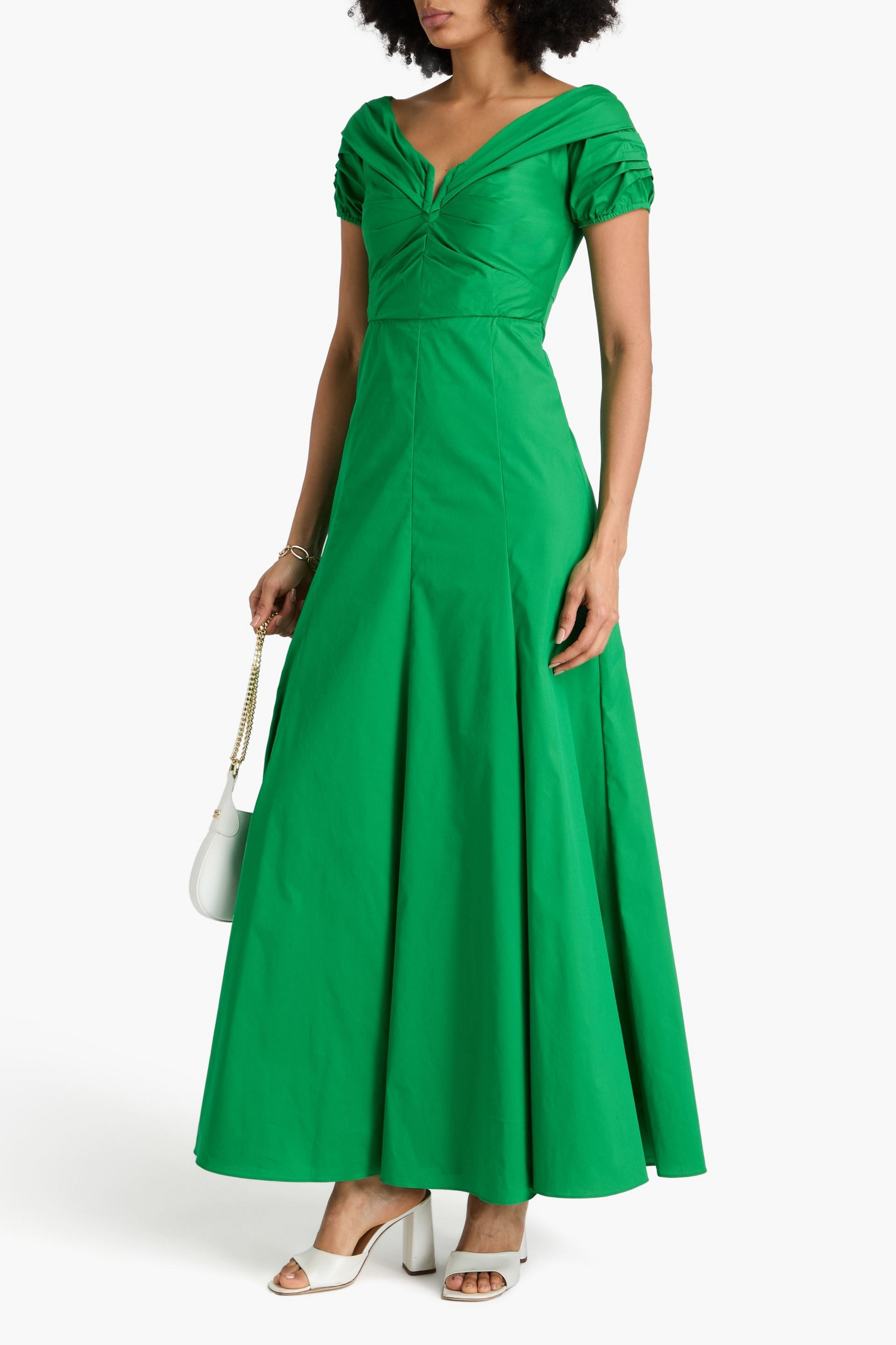Diane von Furstenberg Laurie pleated cotton-blend poplin maxi dress