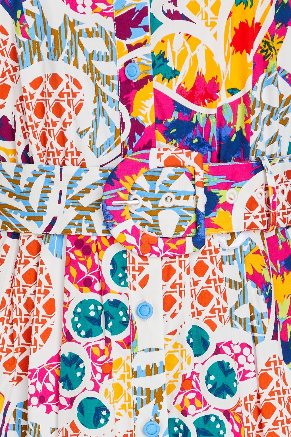 DIANE VON FURSTENBERG فستان بأسلوب القميص متوسط الطول من قماش البوبلين المصنوع من مزيج القطن مزين بطبعات