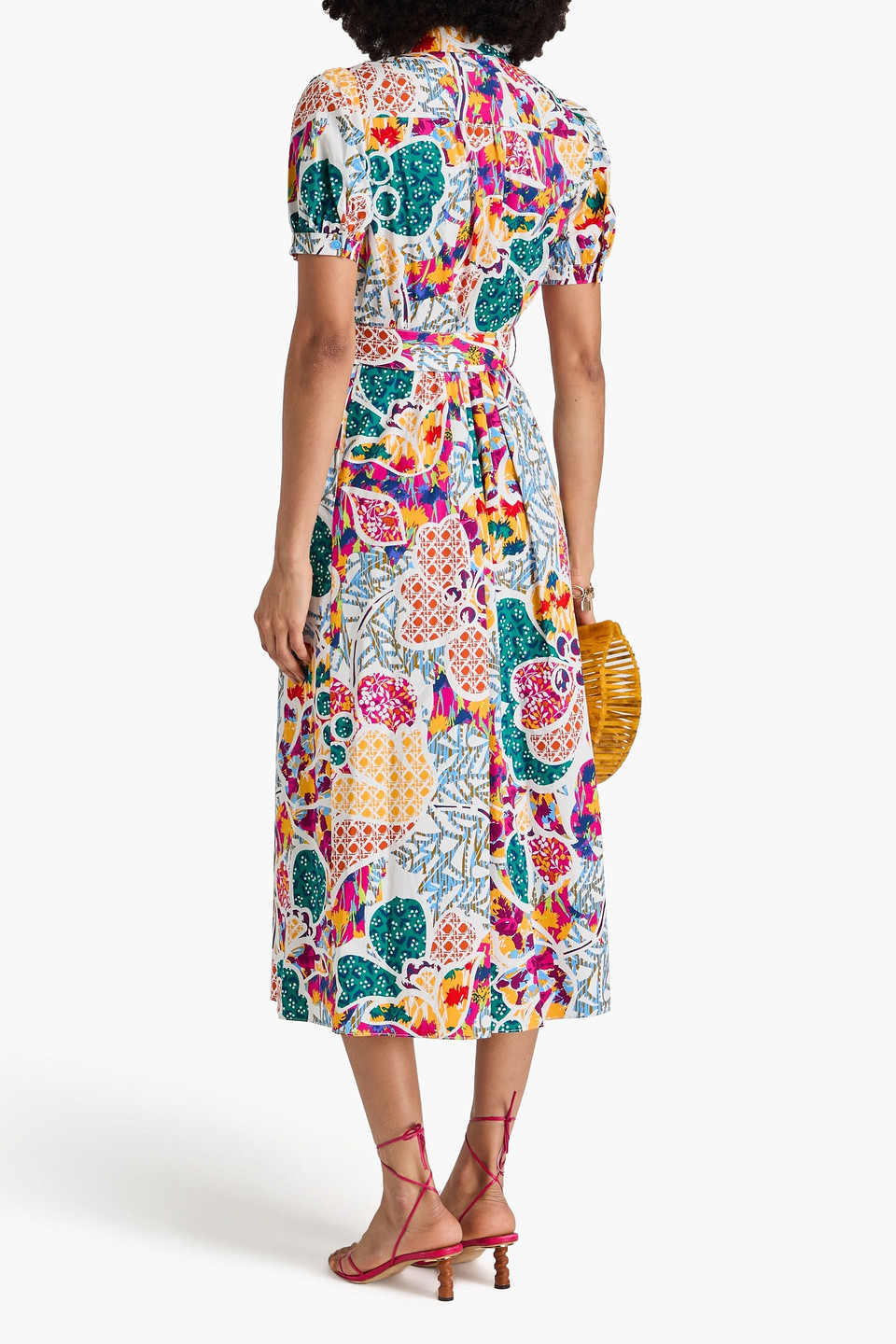 Diane Von Furstenberg Paddy Printed Cotton-blend Poplin Midi Shirt Dress In Multicolor