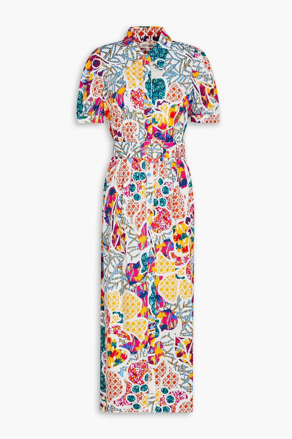Diane Von Furstenberg Paddy Printed Cotton-blend Poplin Midi Shirt Dress In Multicolor