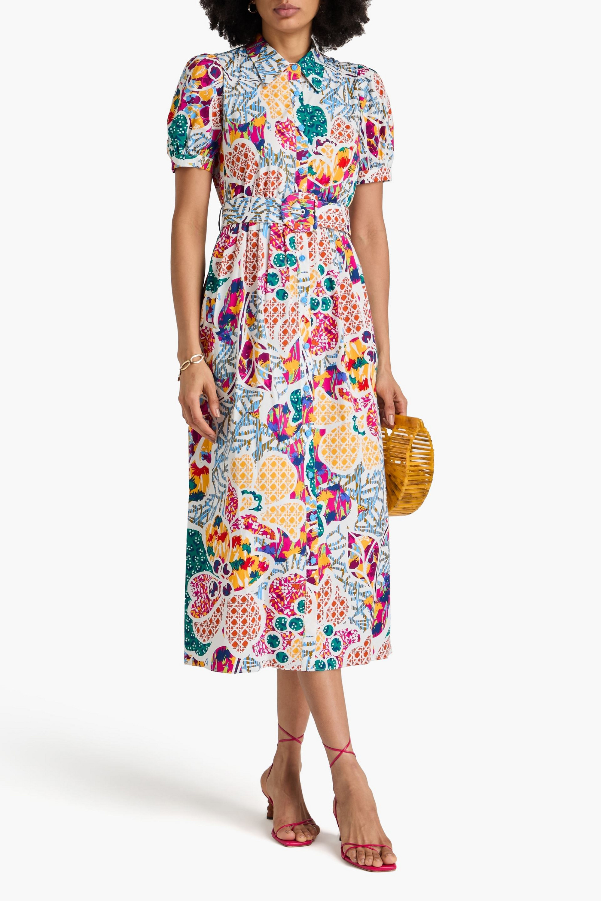 Diane von Furstenberg Paddy printed cotton-blend poplin midi shirt dress