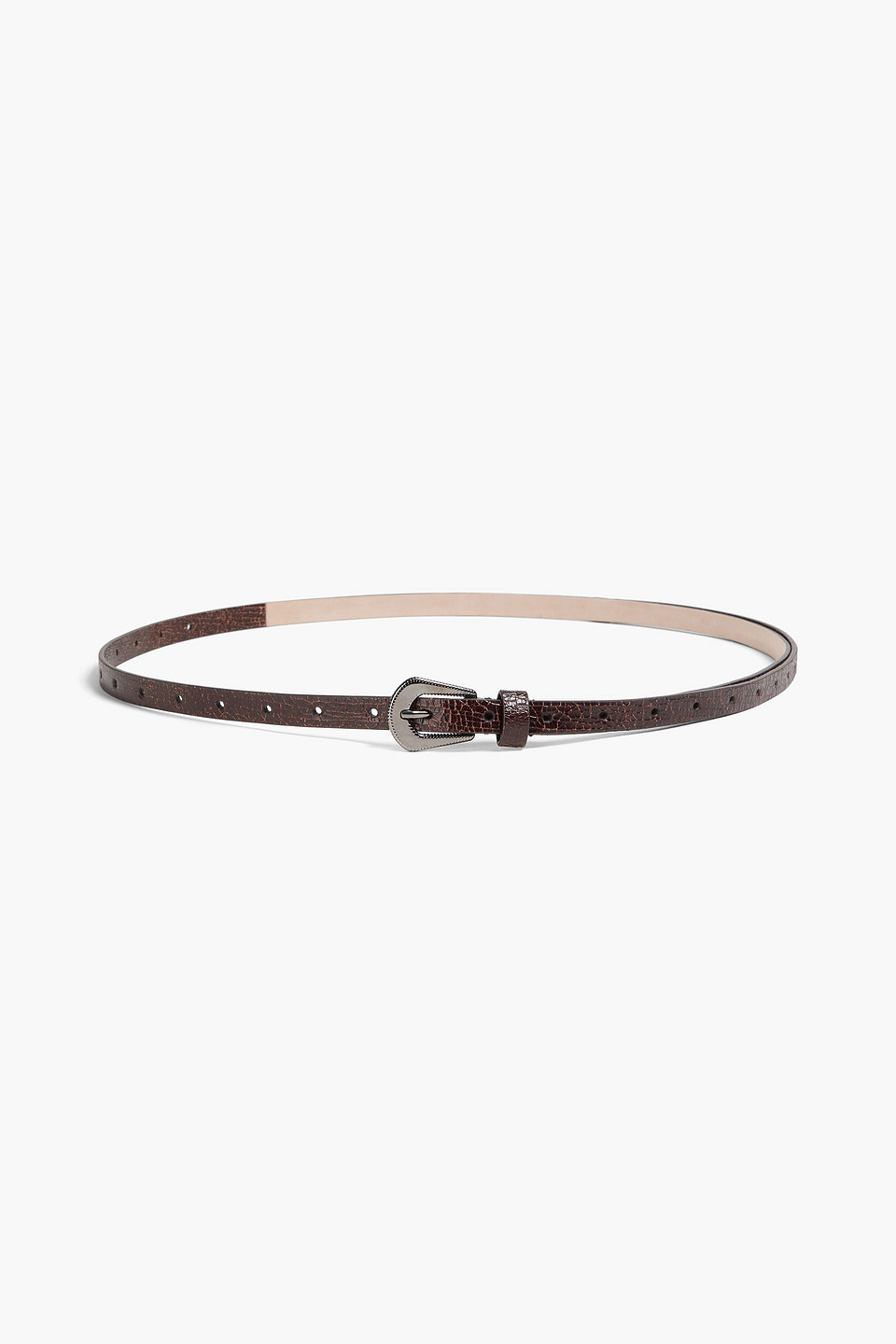 Brunello Cucinelli Pebbled-leather Belt In Burgundy
