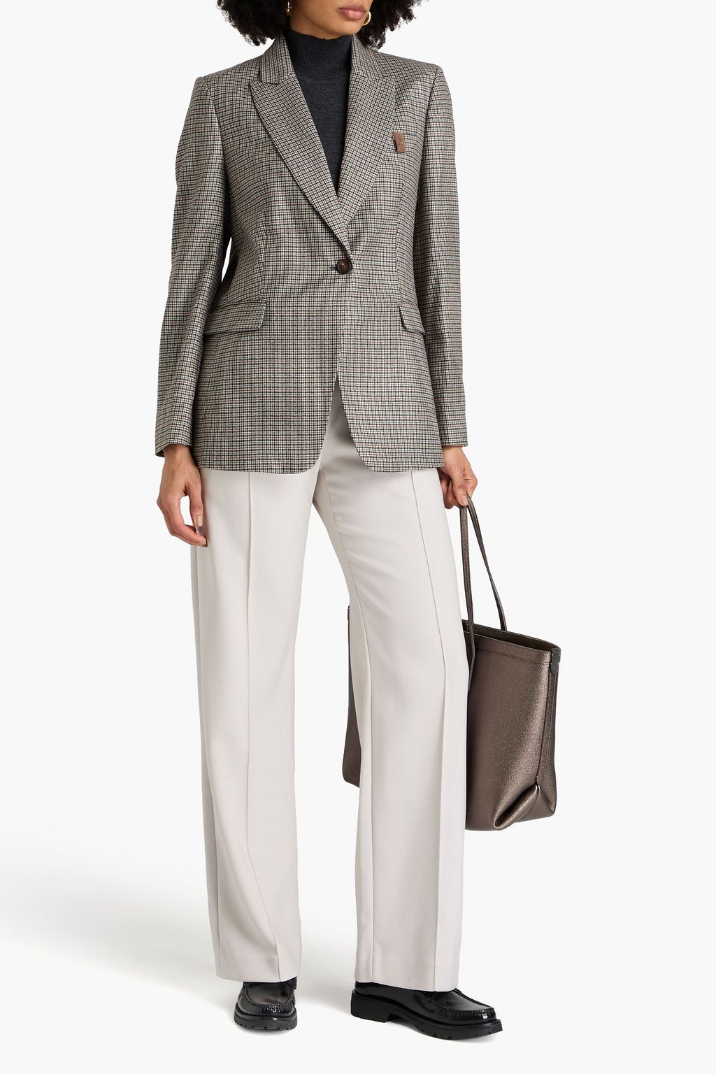 BRUNELLO CUCINELLI Gingham wool and cashmere-blend blazer