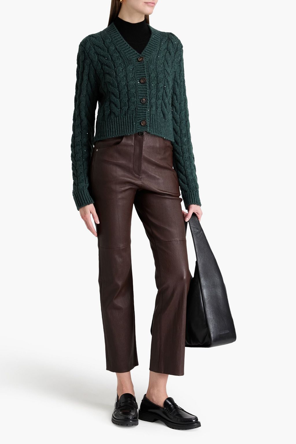 BRUNELLO CUCINELLI Hose mit geradem Bein aus Stretch-Leder