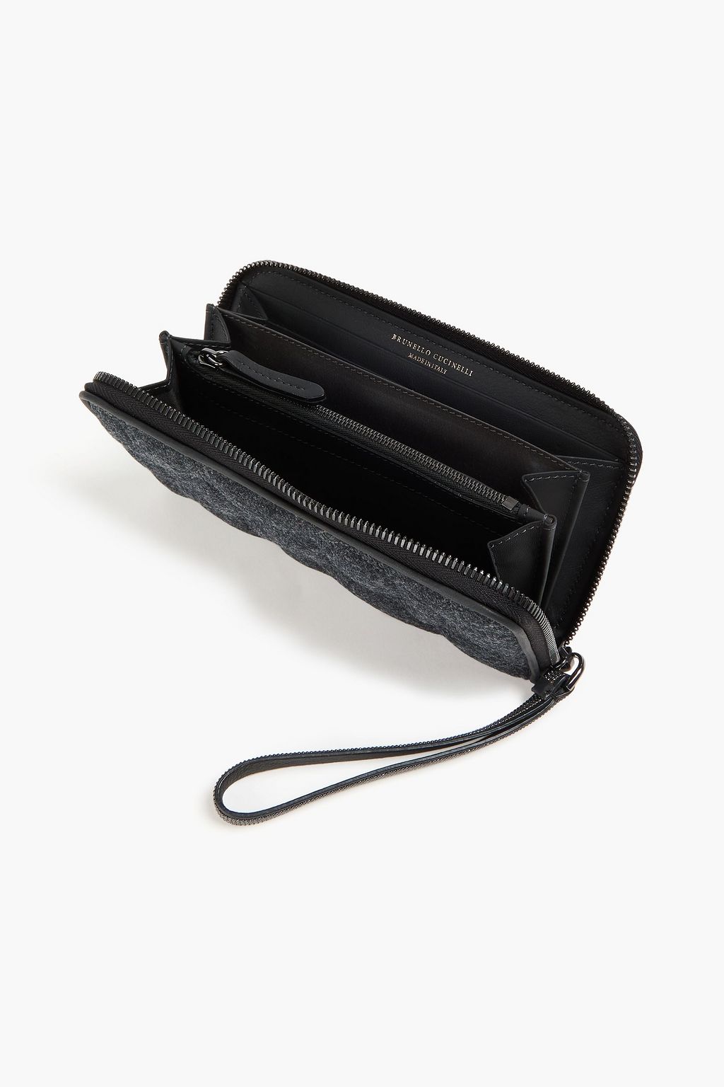 BRUNELLO CUCINELLI 비즈 장식 퀼팅 펠트 지갑