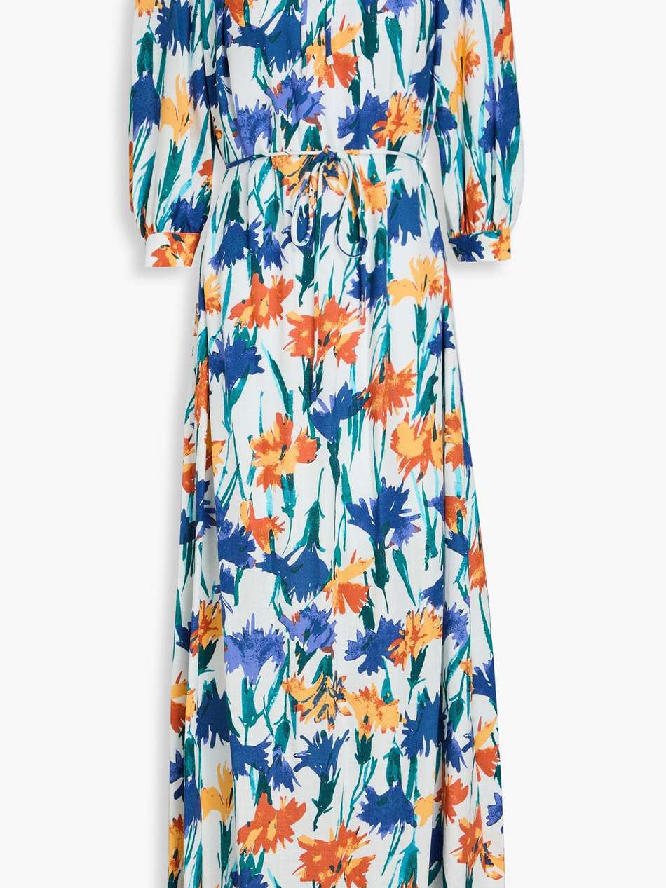 drogo gathered floral-print twill maxi dress