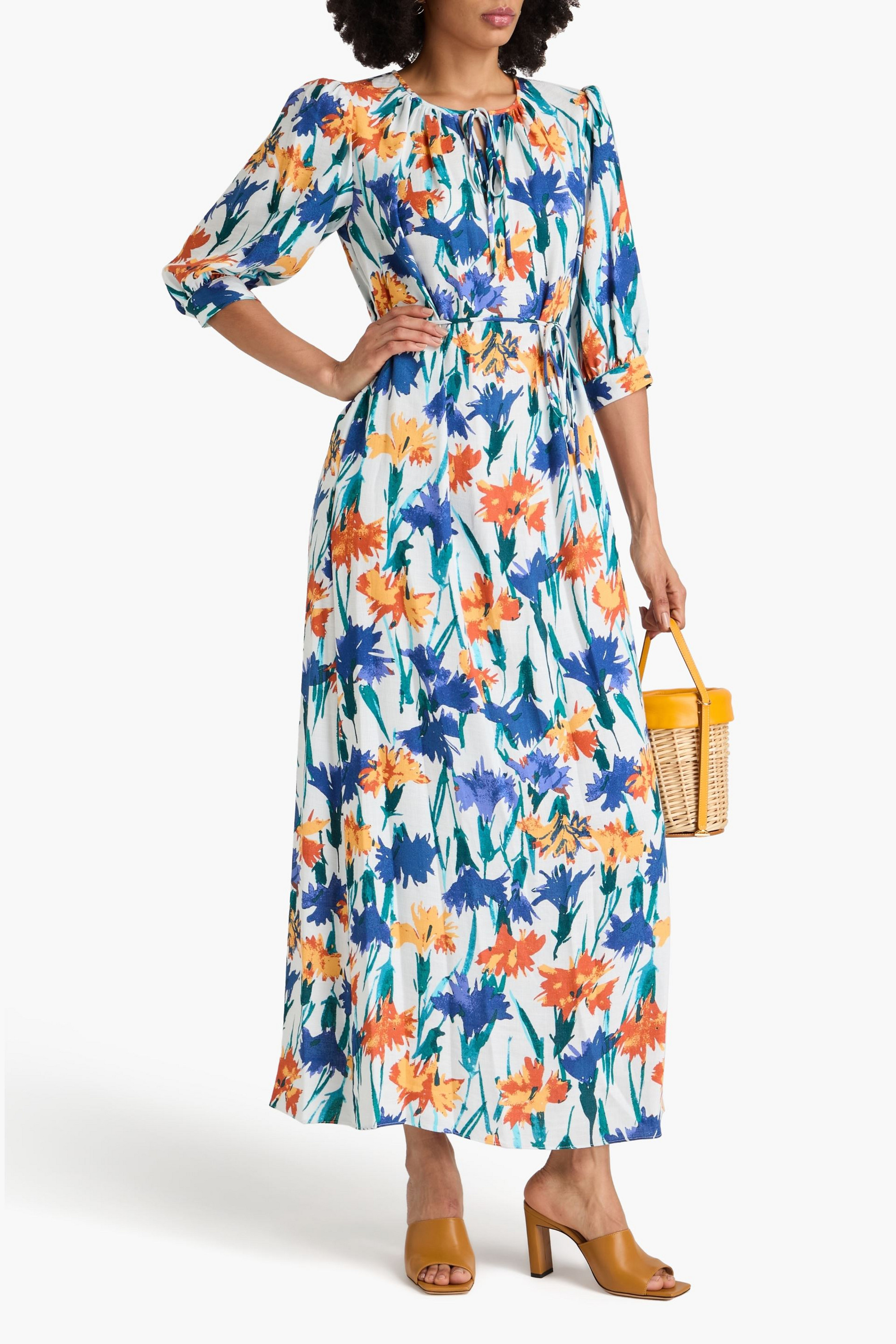 Diane von Furstenberg Drogo gathered floral-print twill maxi dress