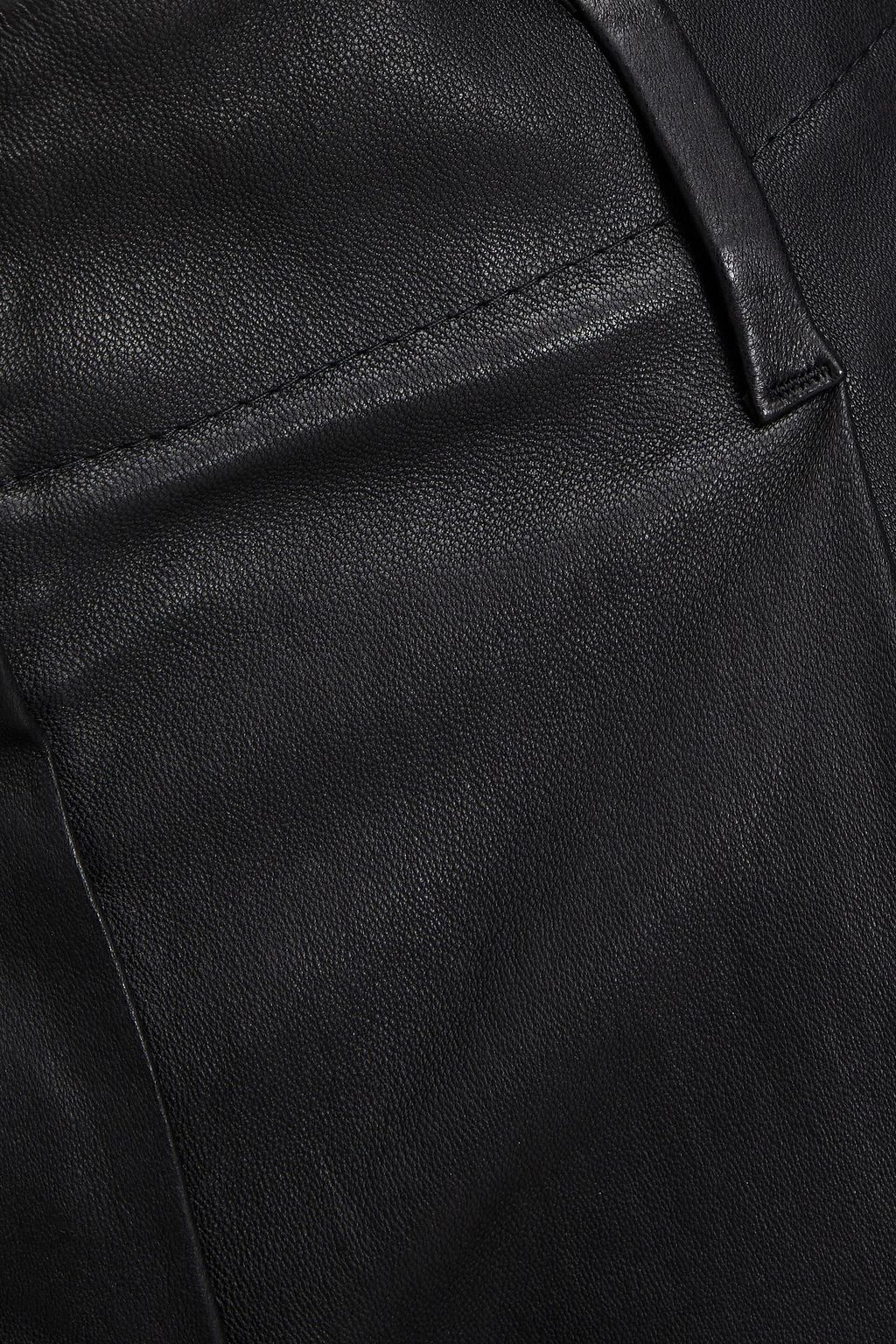 BRUNELLO CUCINELLI Wool-blend paneled stretch-leather tapered pants