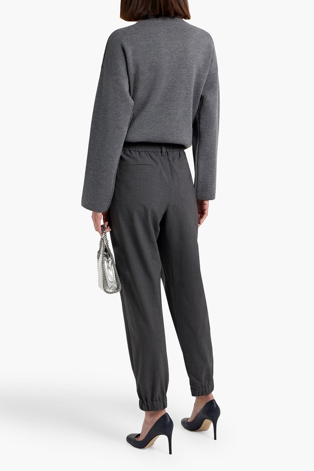 BRUNELLO CUCINELLI Bead-embellished wool-blend tapered pants