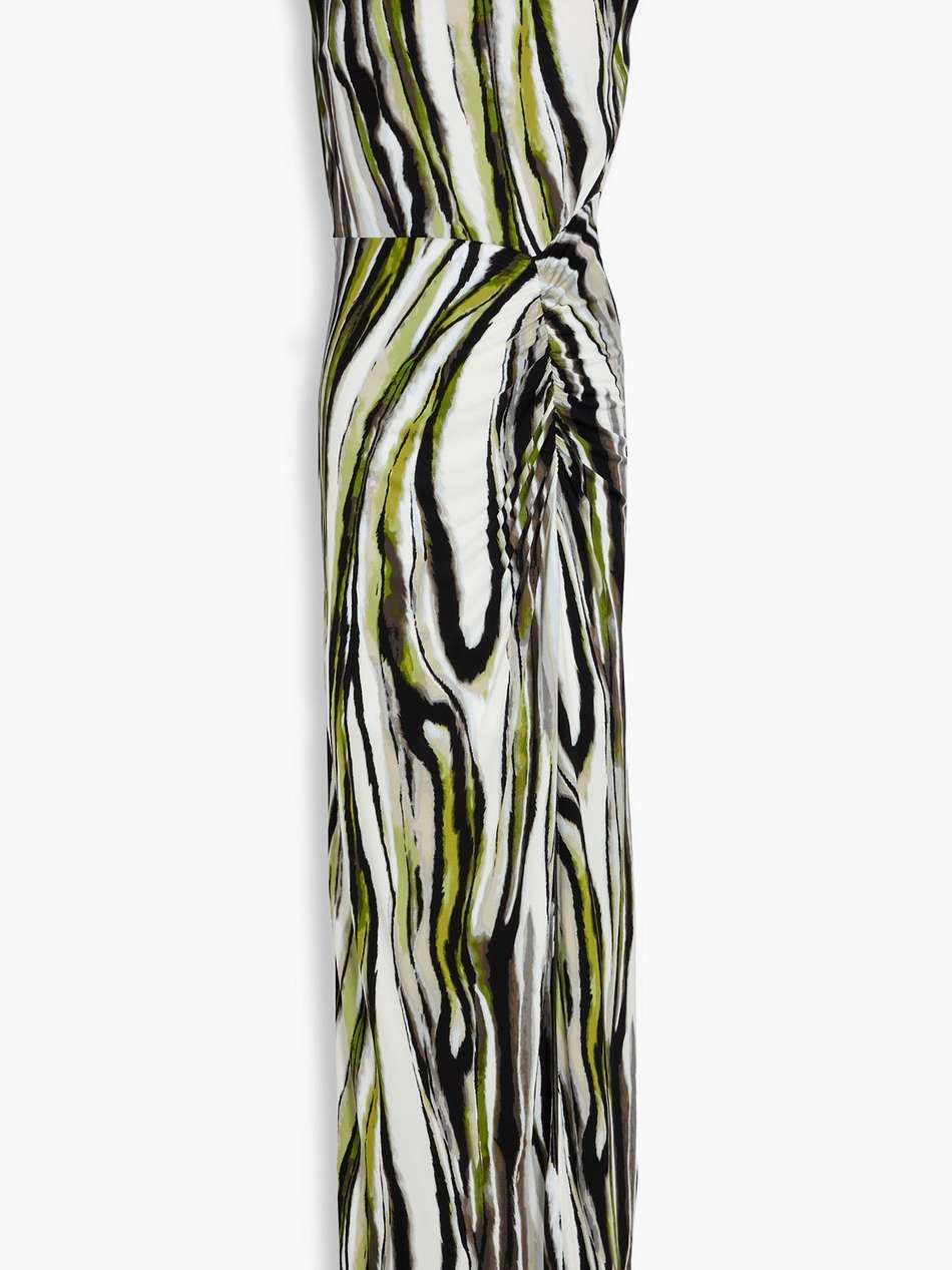apollo ruched printed jersey maxi dress