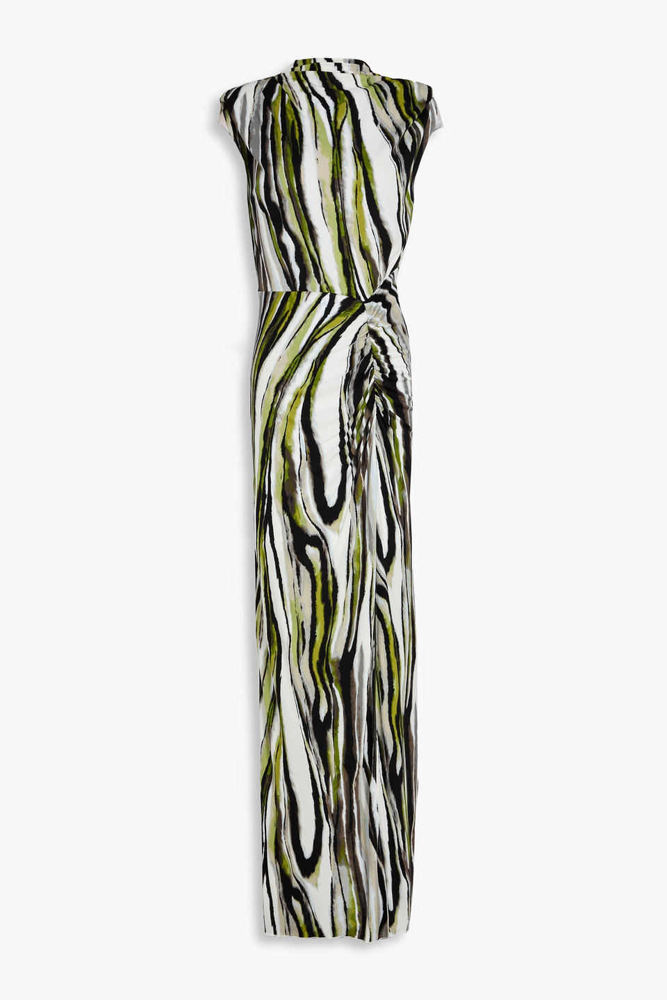 Diane Von Furstenberg Apollo Ruched Printed Jersey Maxi Dress In Grau