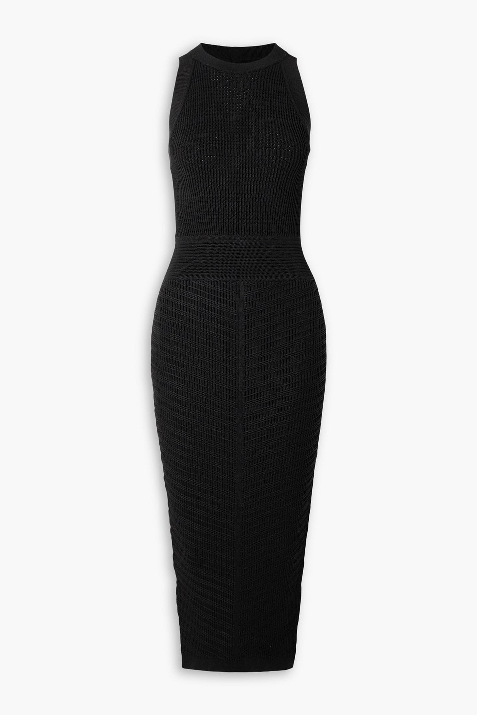 balmain - cutout ribbed-knit halterneck midi dress - black - fr 34