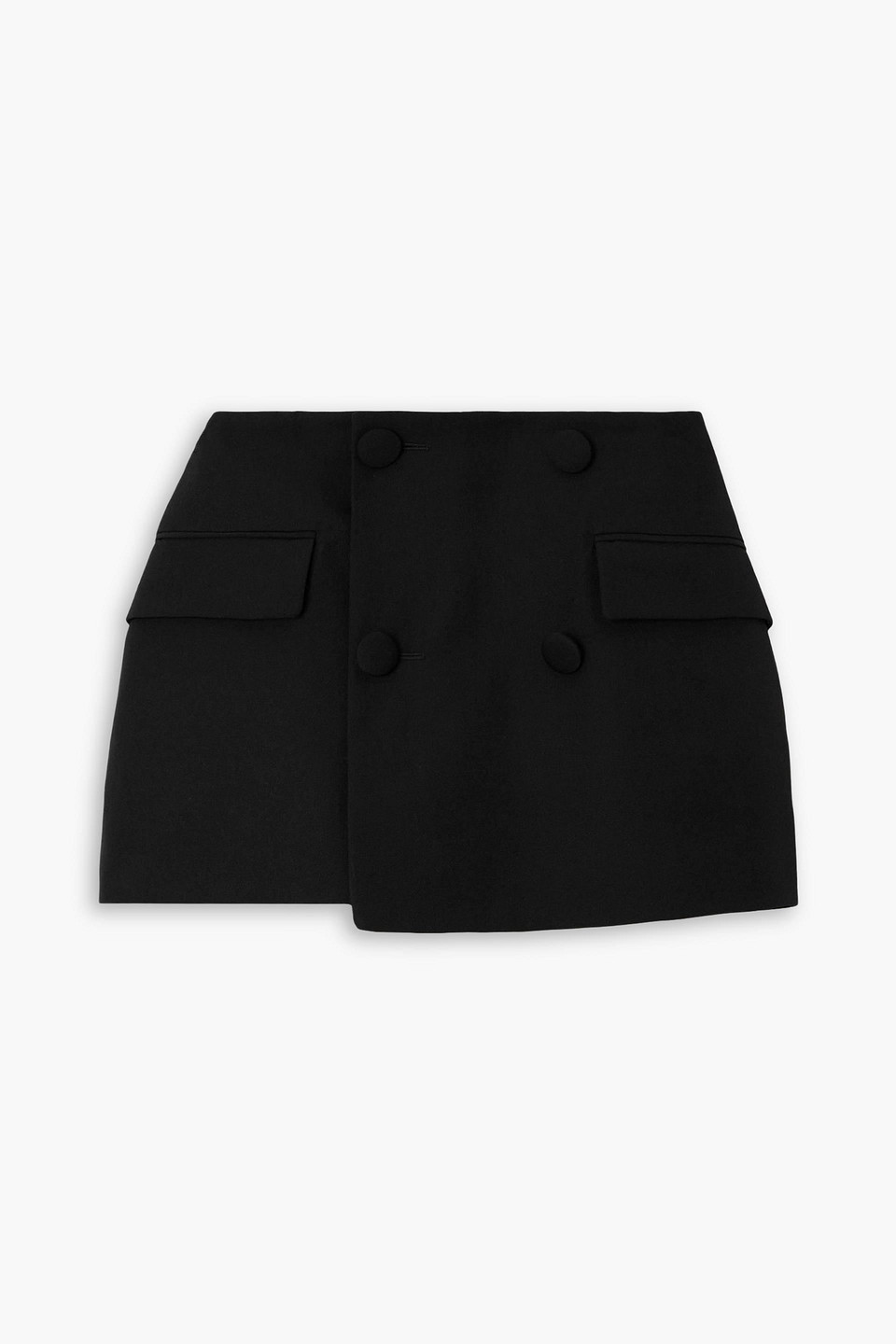 balmain - wrap-effect button-embellished wool shorts - black - fr 38