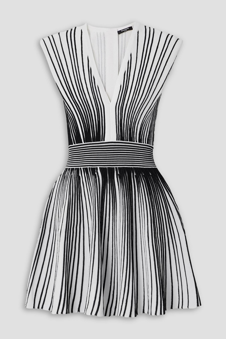 Balmain Striped Knitted Mini Dress In Multi