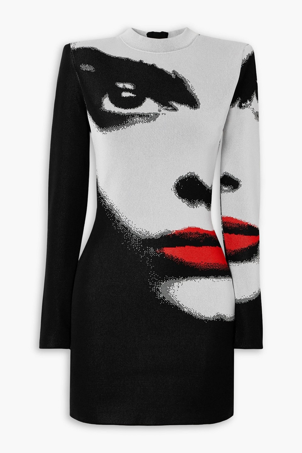 balmain - printed jacquard-knit mini dress - black - fr 36