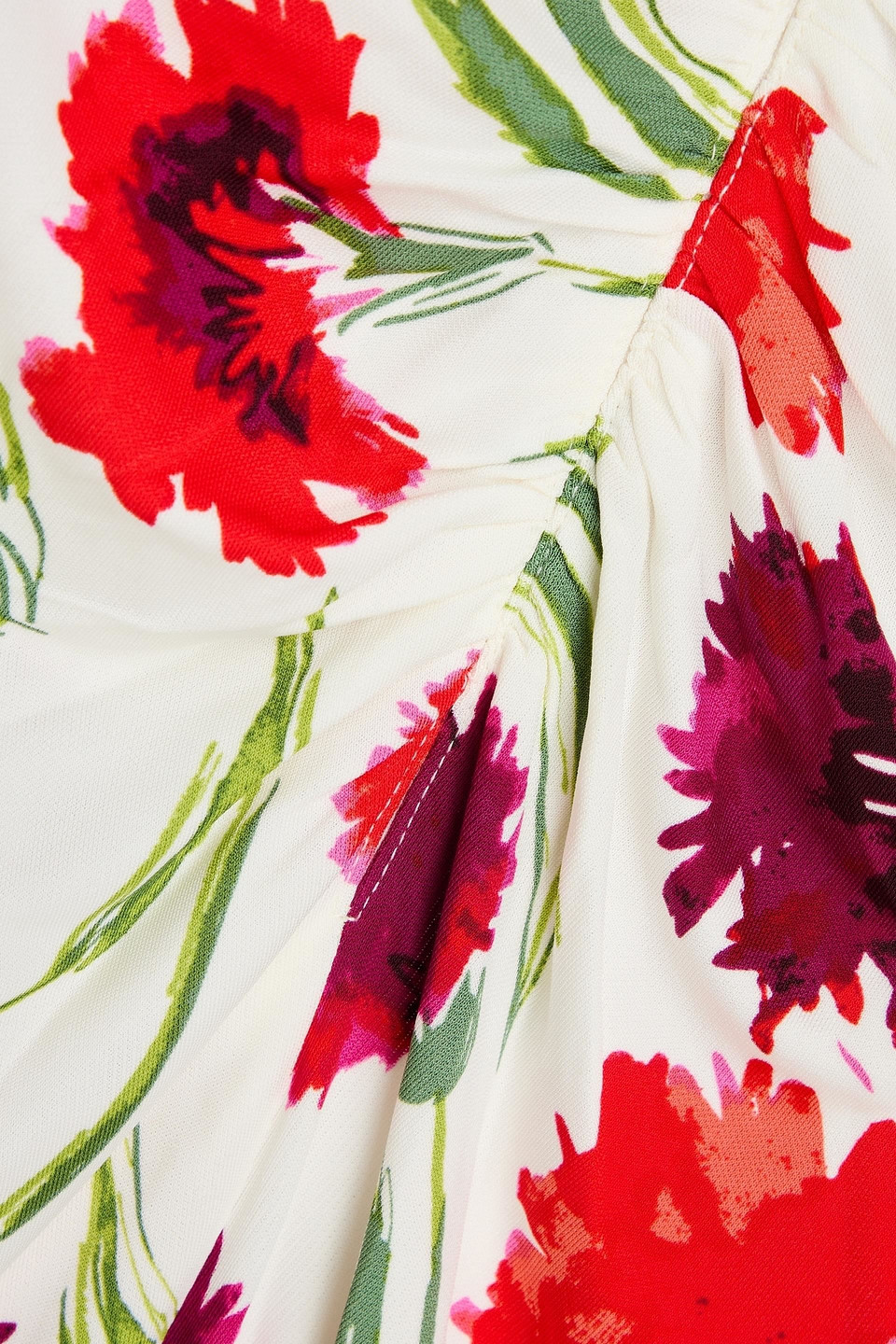 Diane Von Furstenberg Jim Ruched Floral-print Jersey Dress In Rot