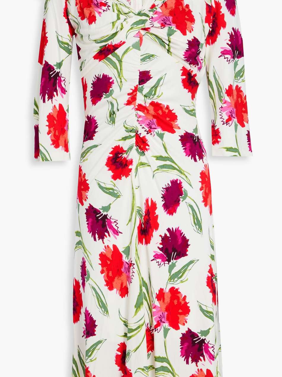 jim ruched floral-print jersey dress