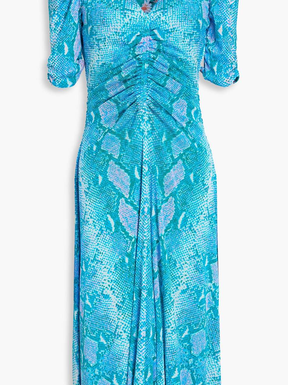 koren reversible printed stretch-mesh dress