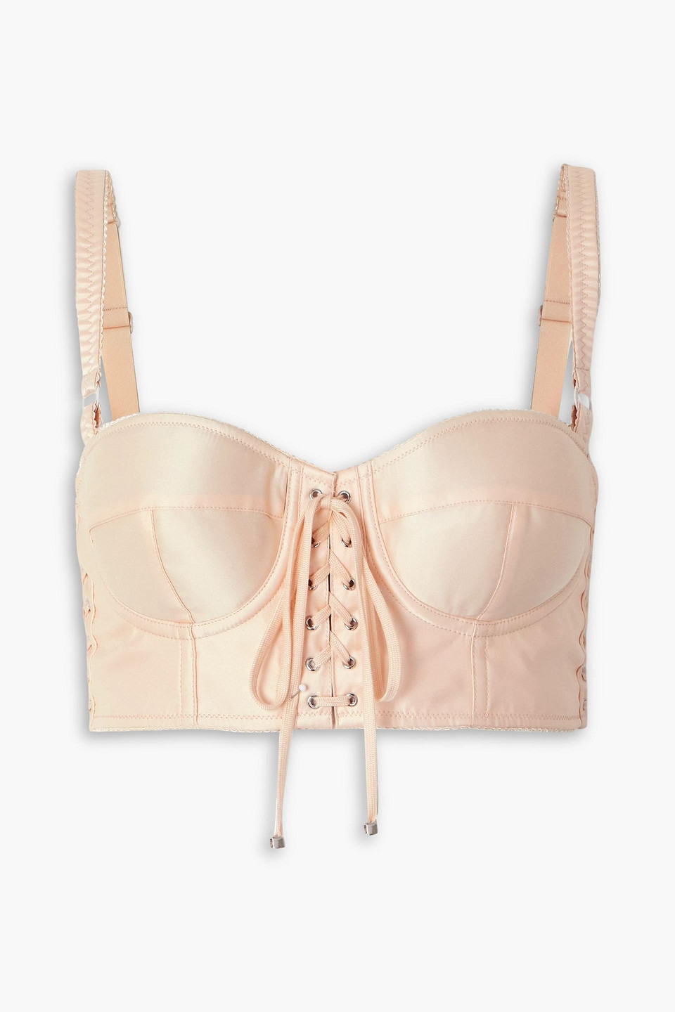dolce&gabbana - cropped lace-up satin bustier top - pink - it 42
