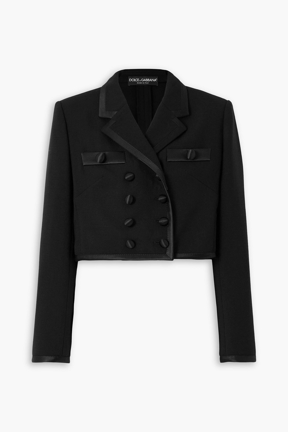 Dolce & Gabbana Satin-trimmed Wool-blend Blazer In Black