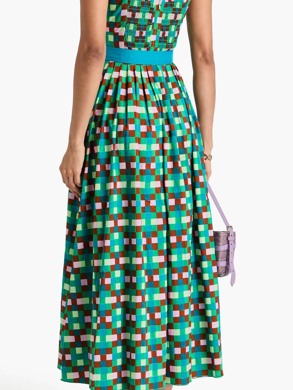 krystel belted cotton-blend poplin midi dress