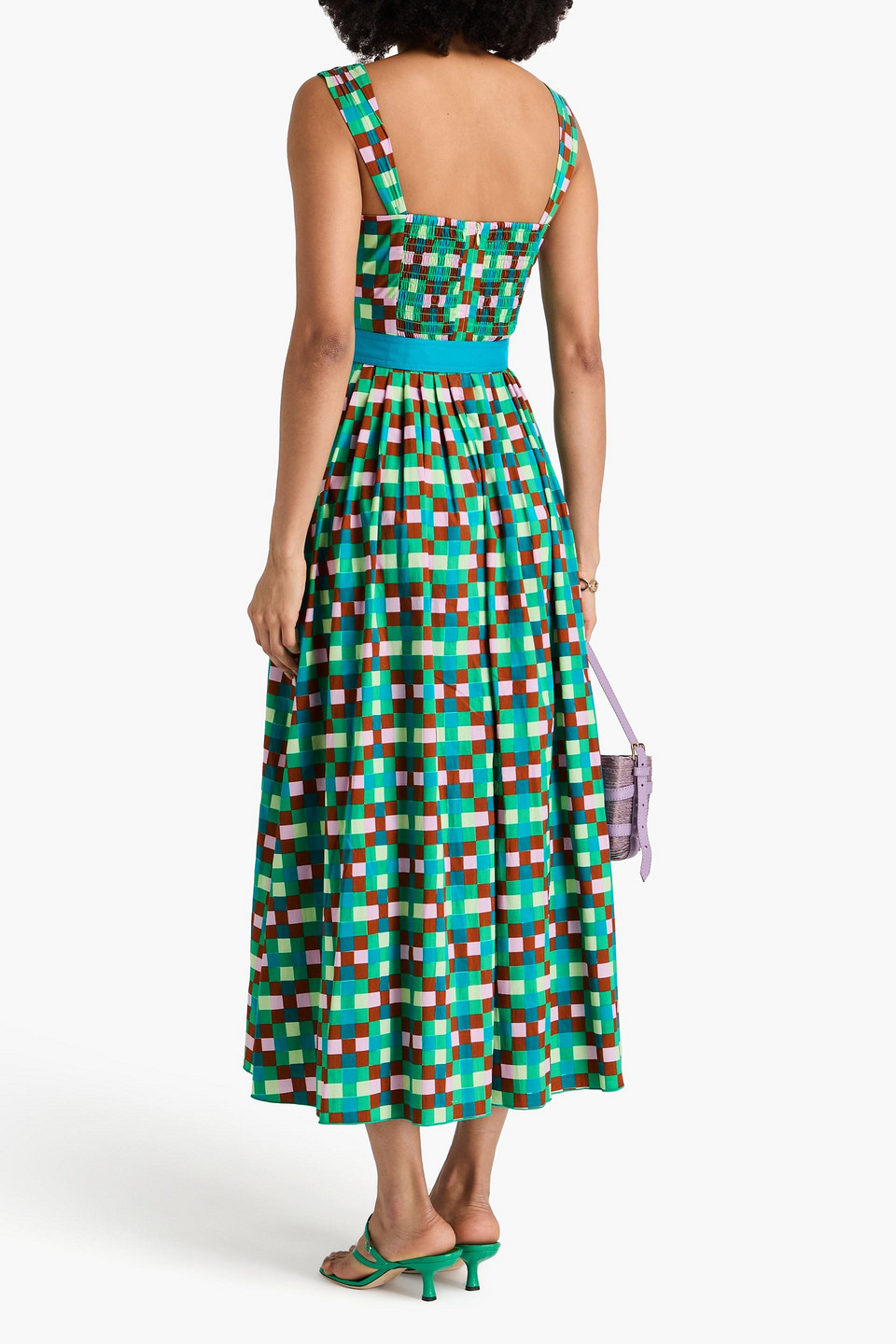 Diane Von Furstenberg Krystel Belted Cotton-blend Poplin Midi Dress In Jade