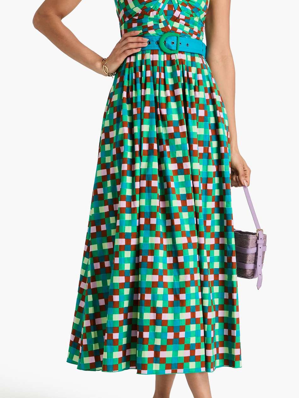 krystel belted cotton-blend poplin midi dress