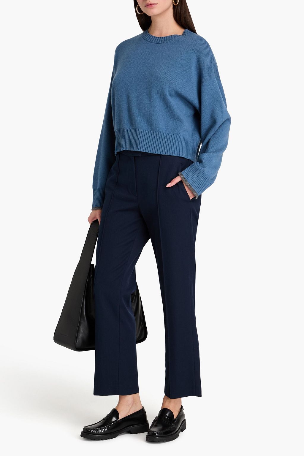 BRUNELLO CUCINELLI Cropped Hose mit geradem Bein aus Twill aus einer Baumwollmischung