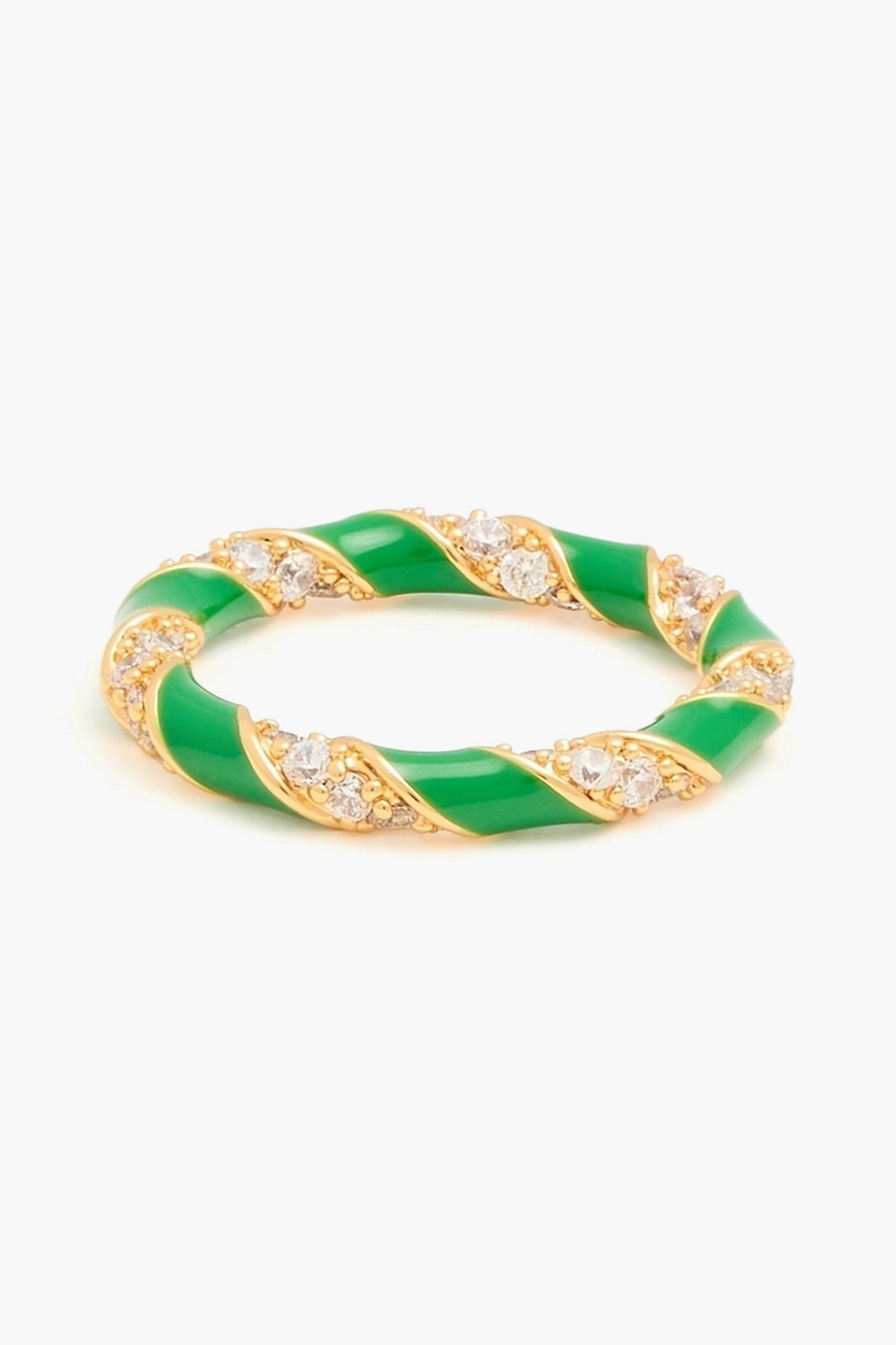 Zimmermann Goldfarbener Ring Mit Zirkon Und Emaille In Grün