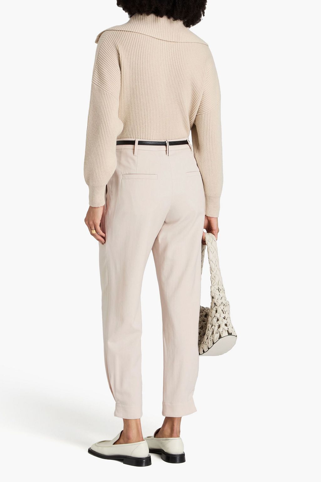 BRUNELLO CUCINELLI Bead-embellished wool-twill tapered pants