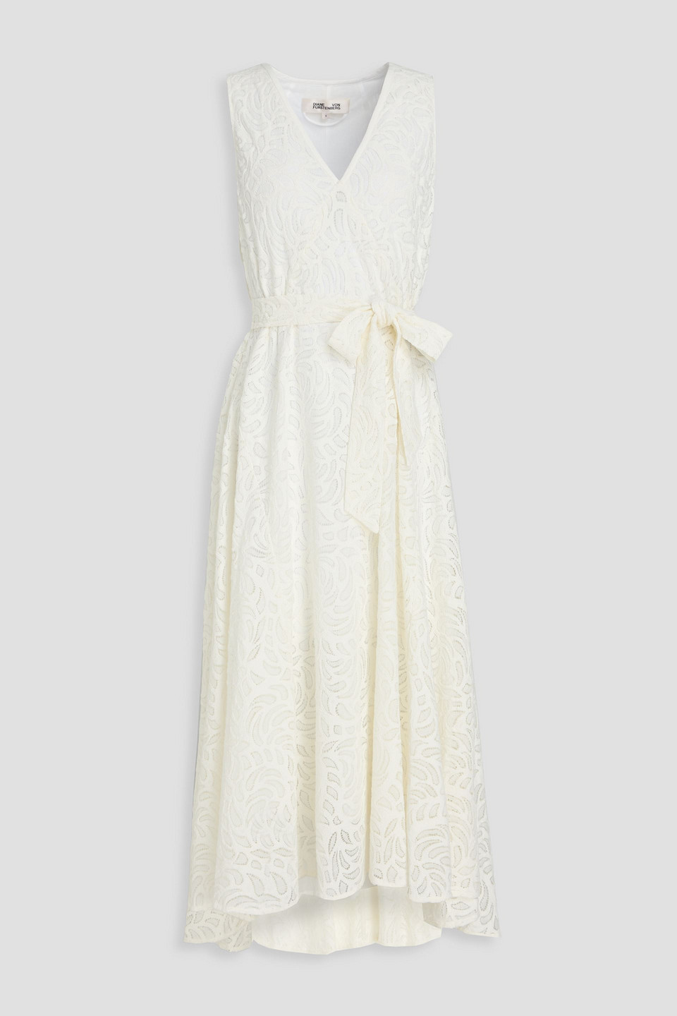 Diane Von Furstenberg Helene Belted Corded Lace Midi Dress In Gold