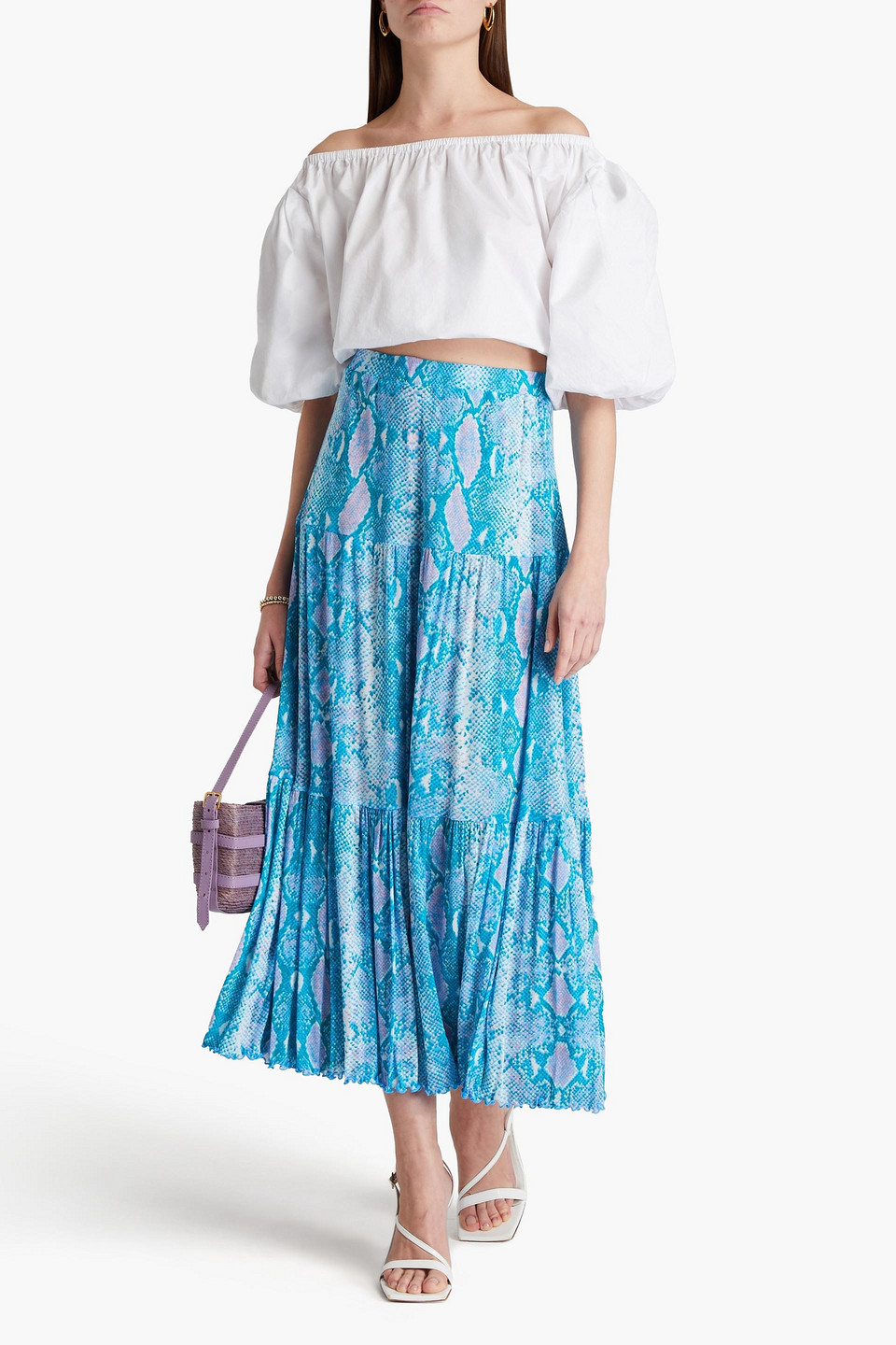 DIANE VON FURSTENBERG AUSTRIA REVERSIBLE PRINTED STRETCH-MESH MIDI SKIRT