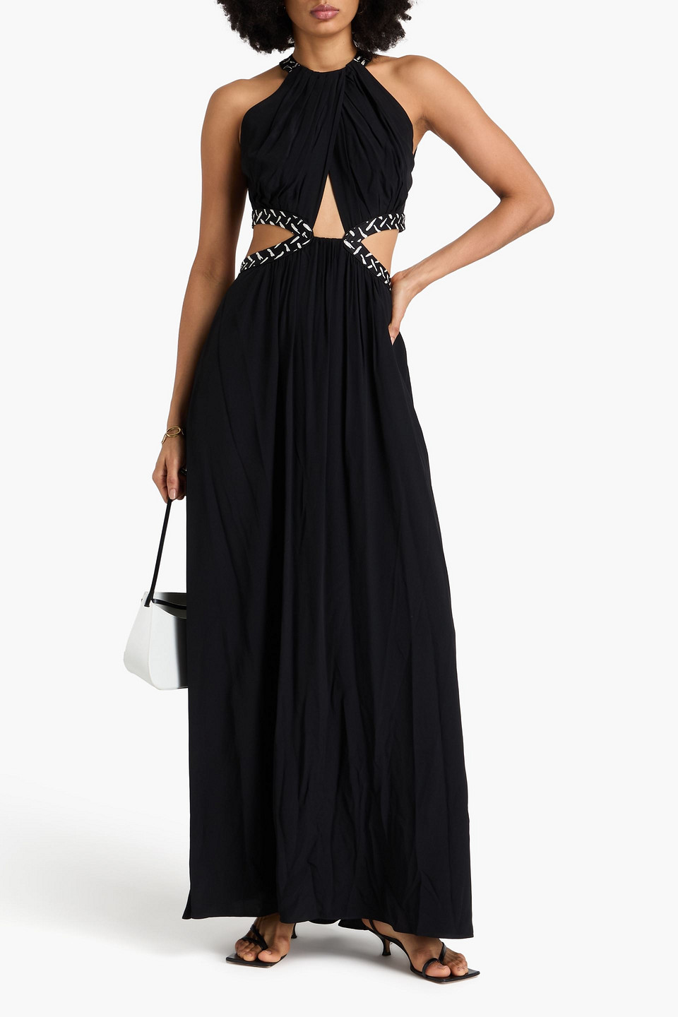 Diane Von Furstenberg Elizabeth Cutout Cady Maxi Dress In Schwarz