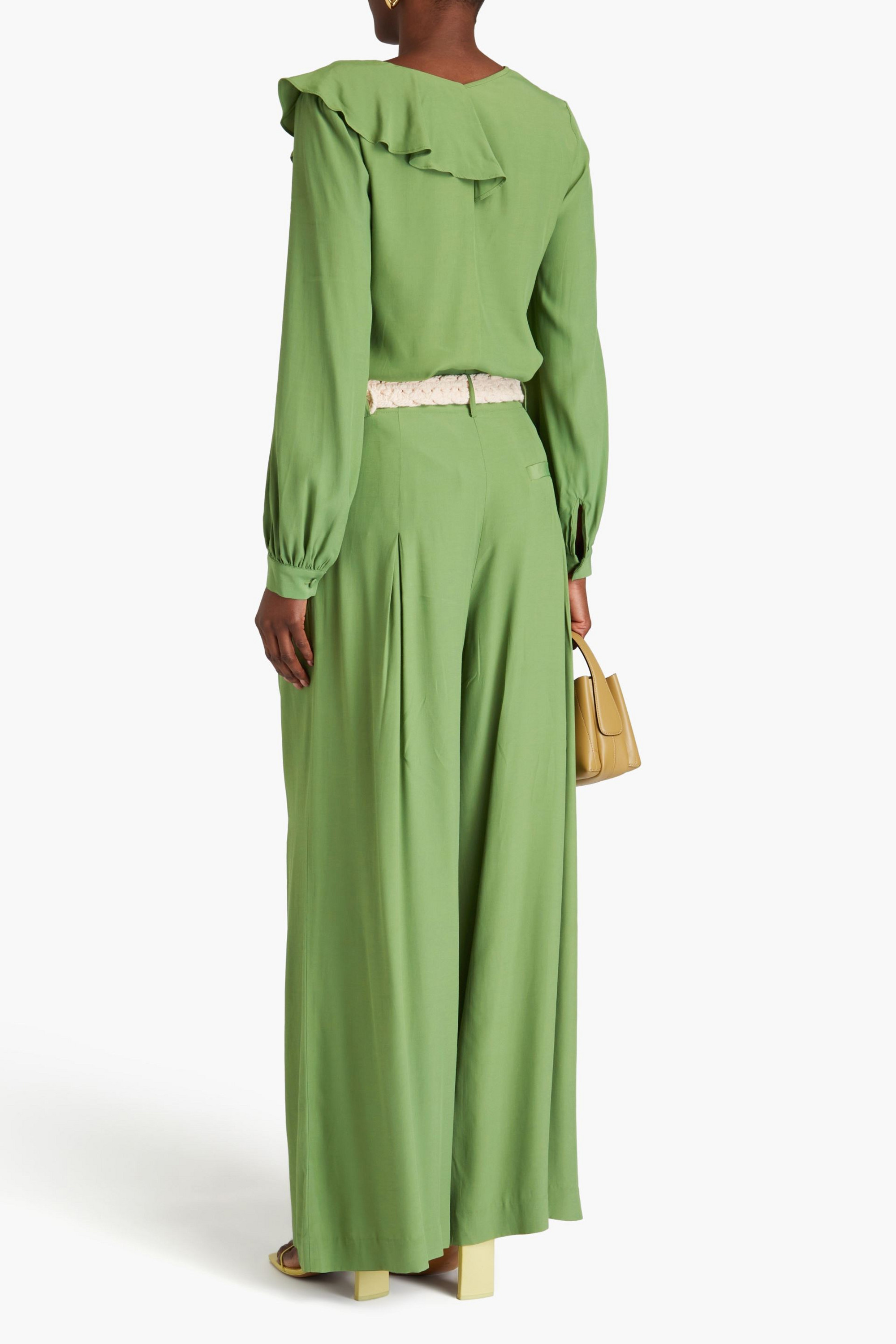 Diane von Furstenberg Bellini pleated crepe wide-leg pants