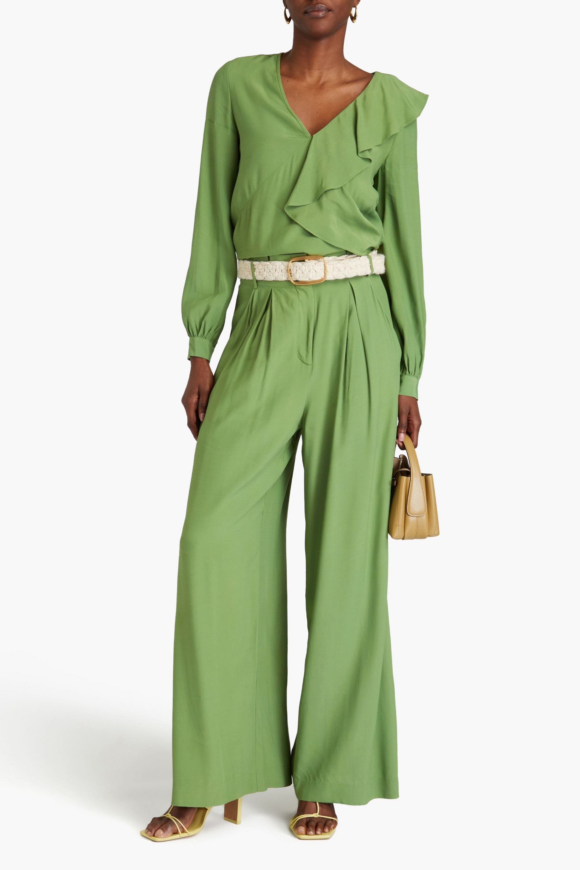 Diane von Furstenberg Bellini pleated crepe wide-leg pants