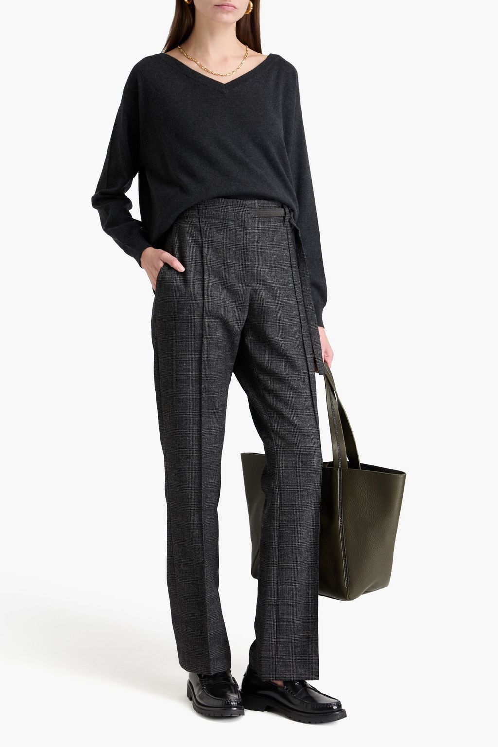 BRUNELLO CUCINELLI Hose mit geradem Bein aus einer Wollmischung mit Glencheck-Muster