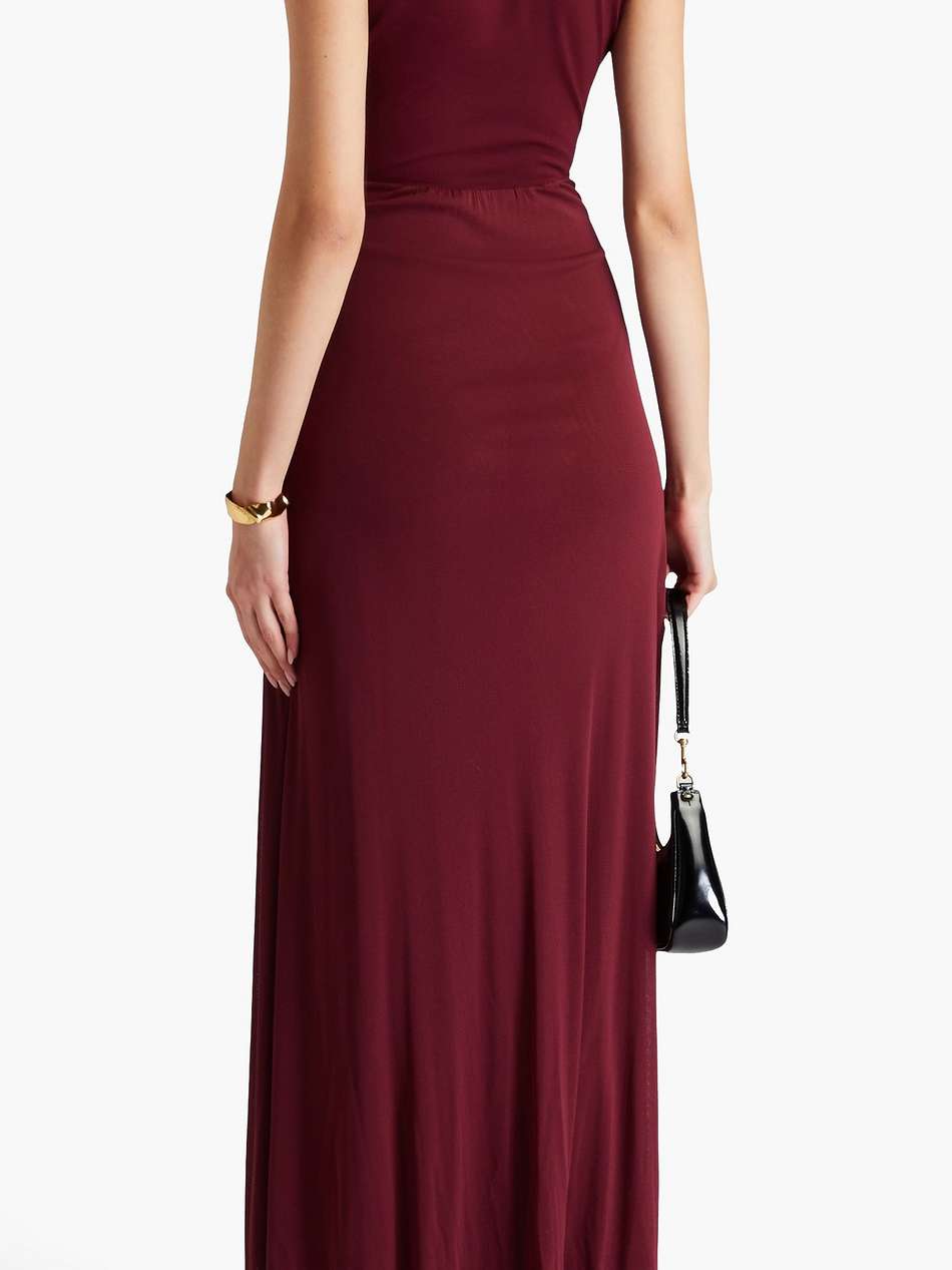 marika ruched stretch-mesh maxi dress