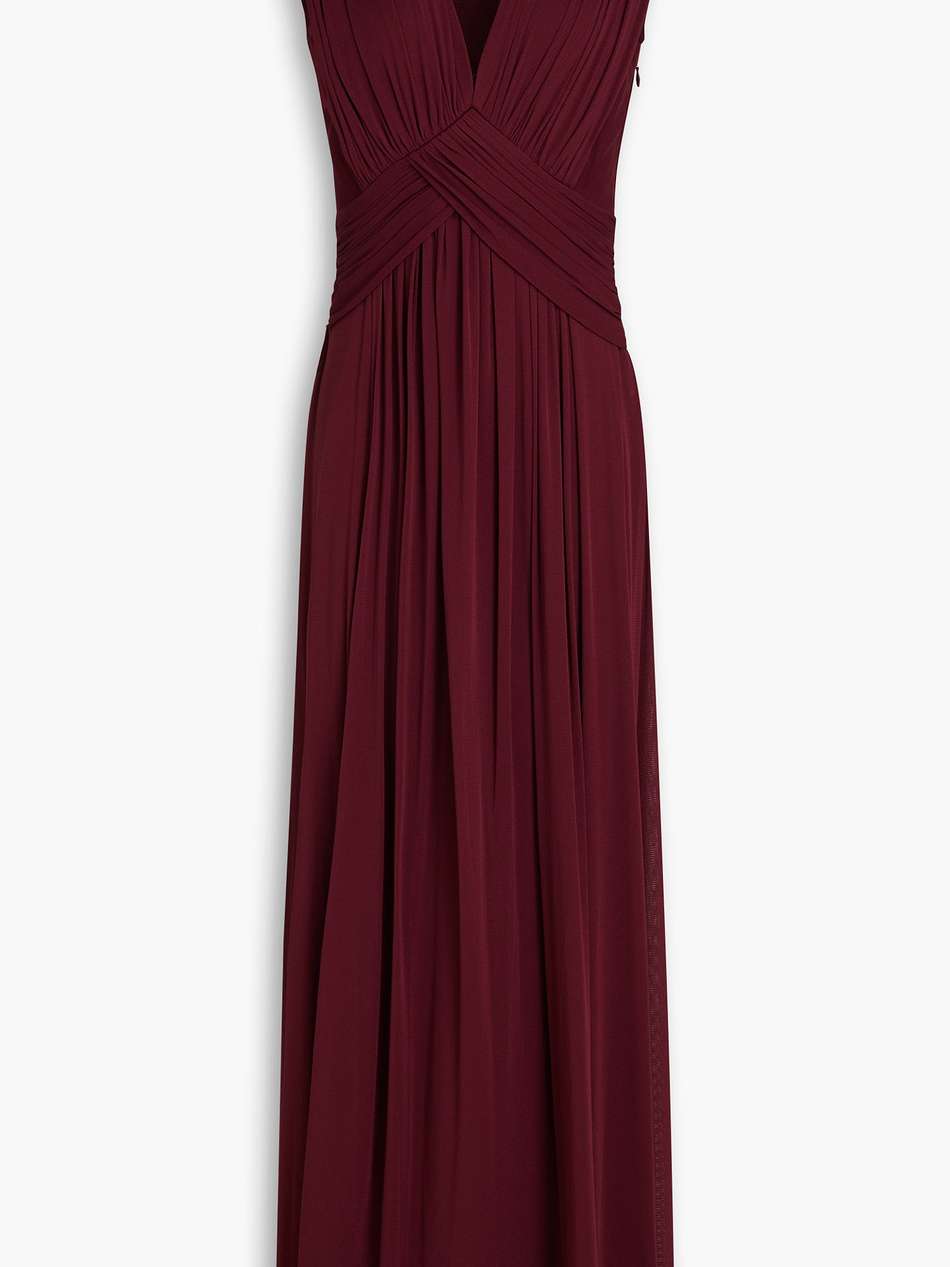 marika ruched stretch-mesh maxi dress