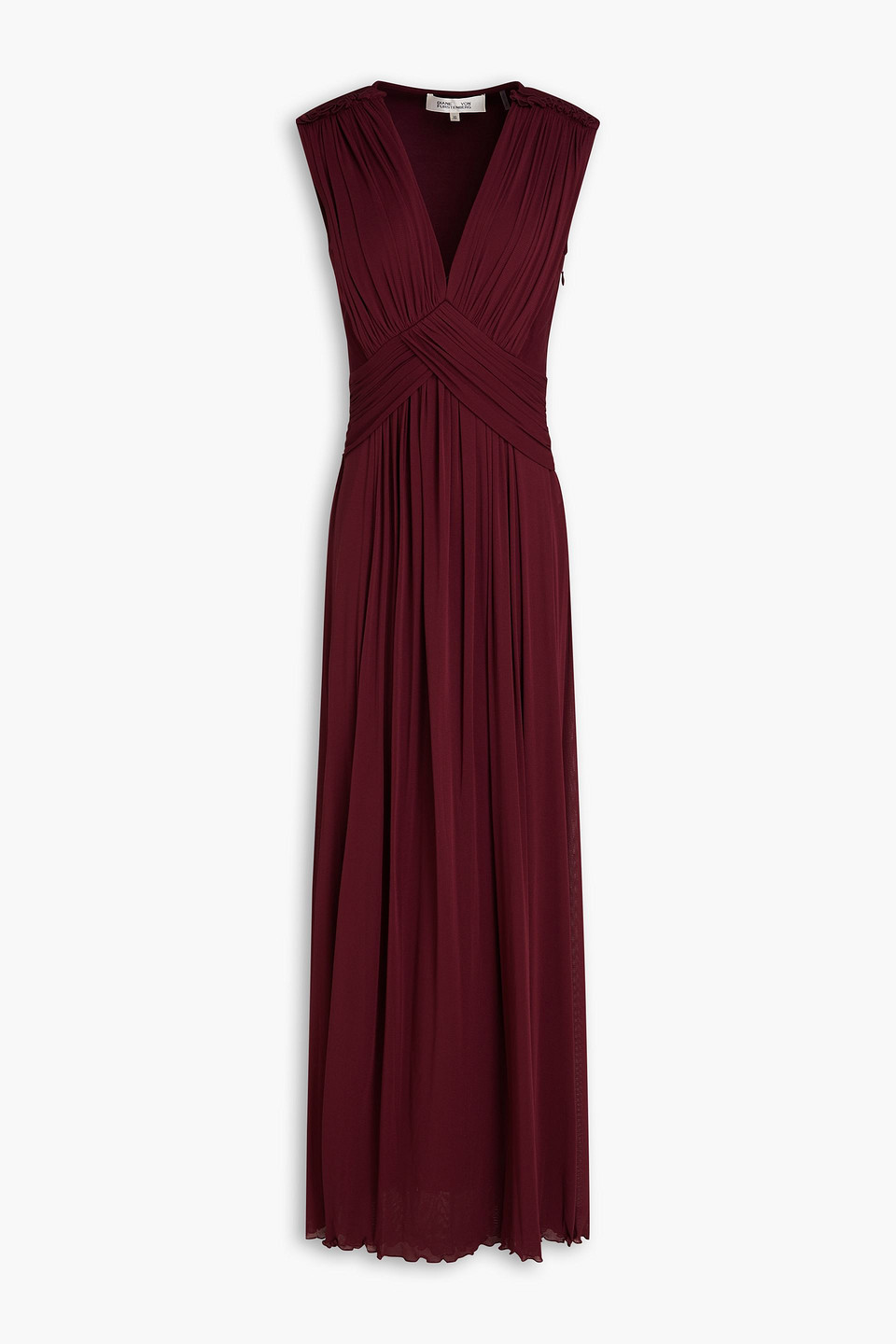 Diane Von Furstenberg Marika Ruched Stretch-mesh Maxi Dress In Burgundy