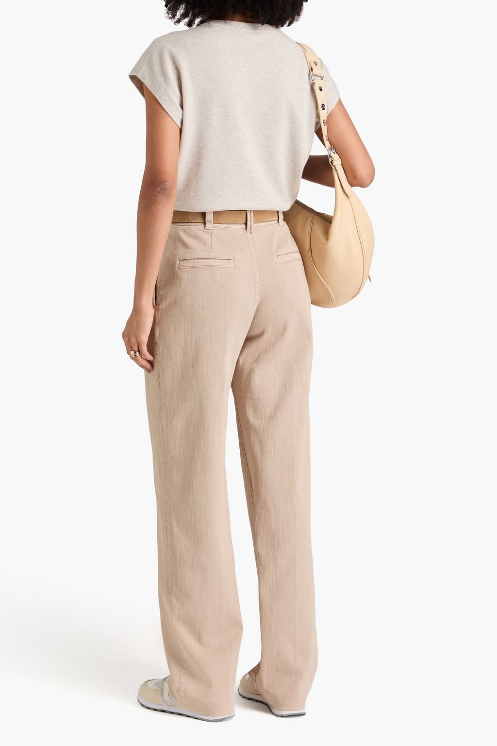 BRUNELLO CUCINELLI Hoch sitzende Jeans mit weitem Bein, Falten und Zierperlen