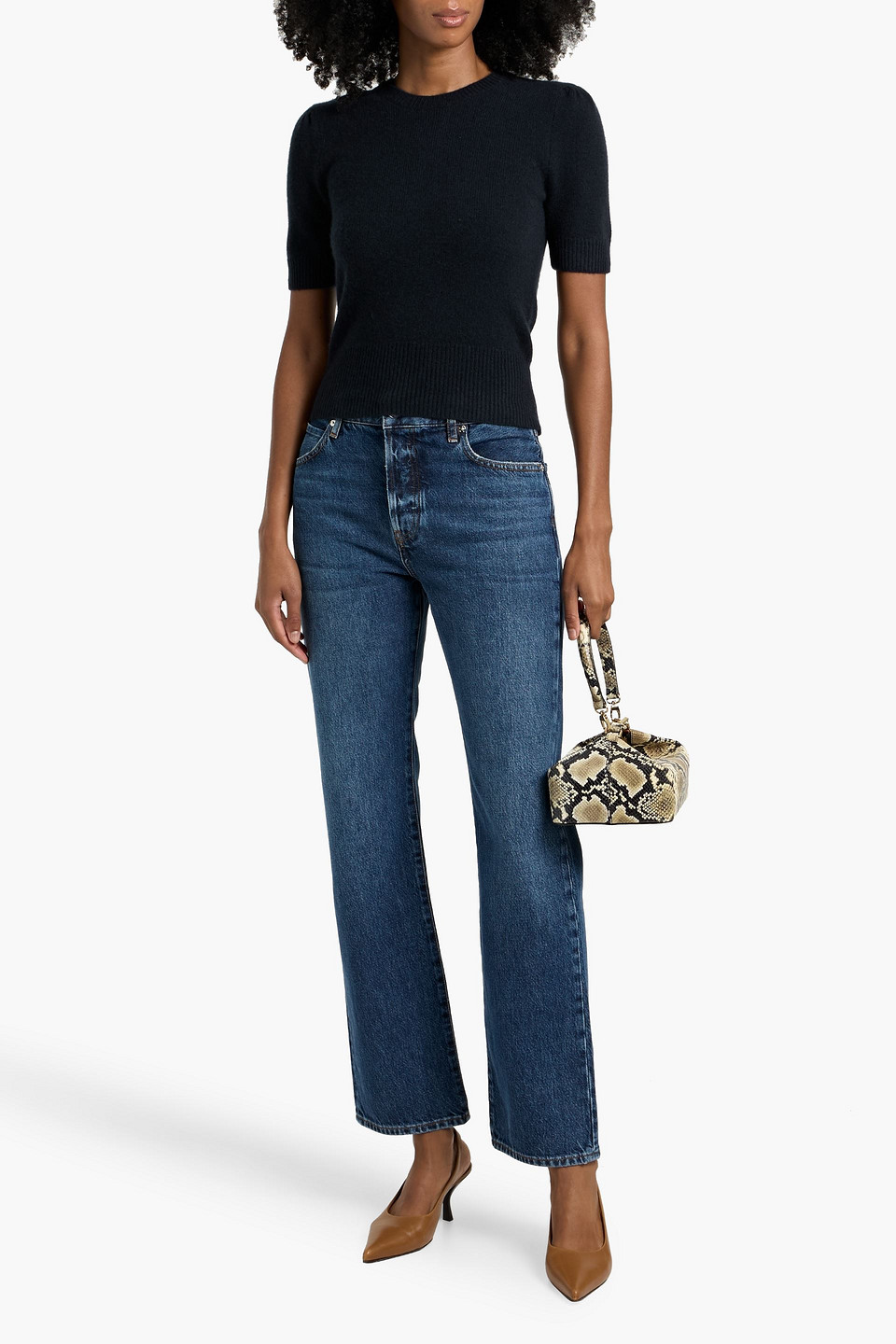 Frame The Wide Crop Jeans In Blue