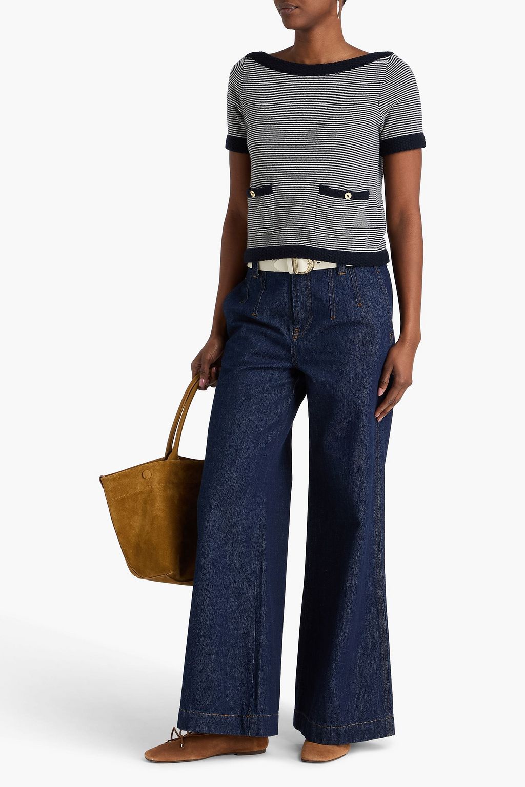 FRAME Striped cashmere top