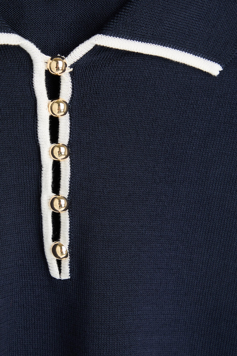 Frame Womens The Sport Short-sleeves Cotton-knit Polo Shirt Navy Multi In Blue