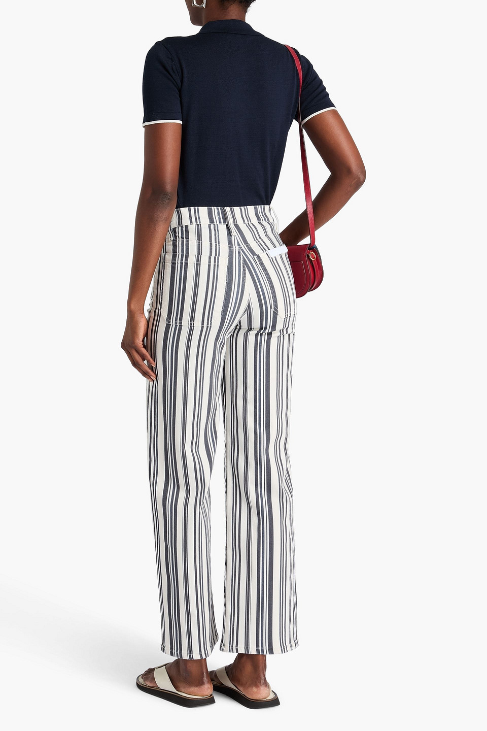 Frame Womens The Sport Short-sleeves Cotton-knit Polo Shirt Navy Multi In Blue